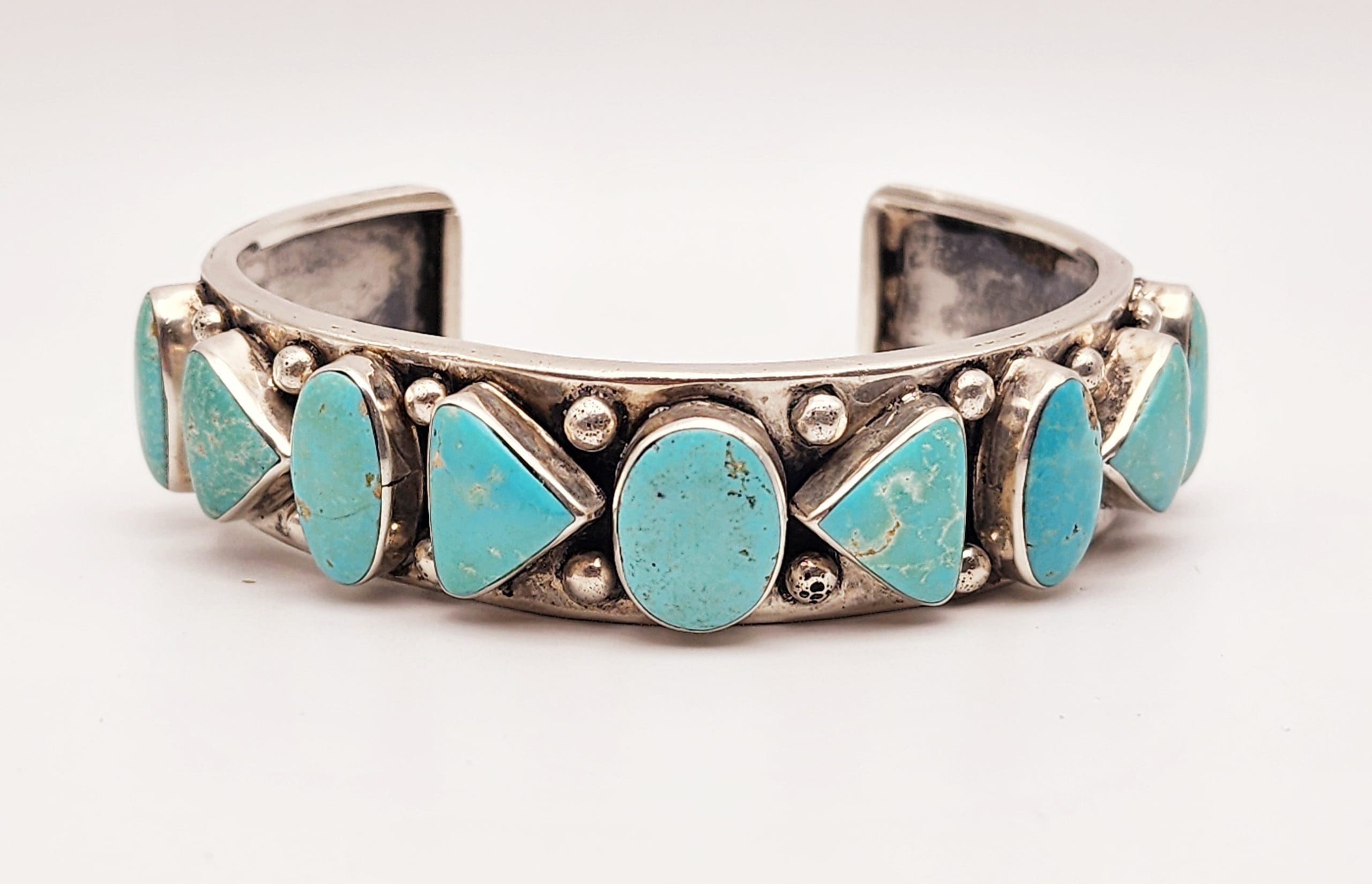 Heavy sterling silver and genuine turquoise Native American/Navajo cuff ...