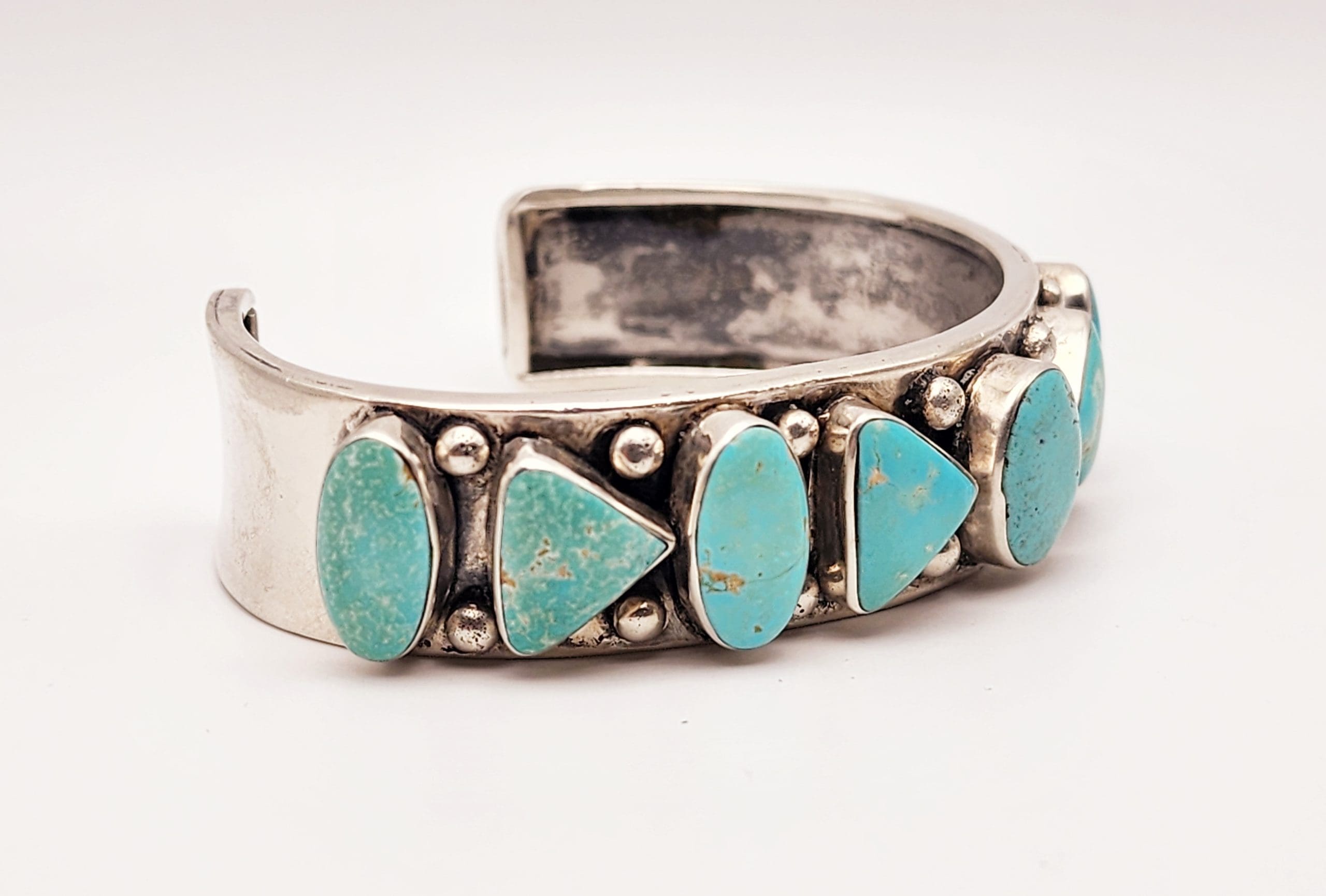 Heavy sterling silver and genuine turquoise Native American/Navajo cuff ...