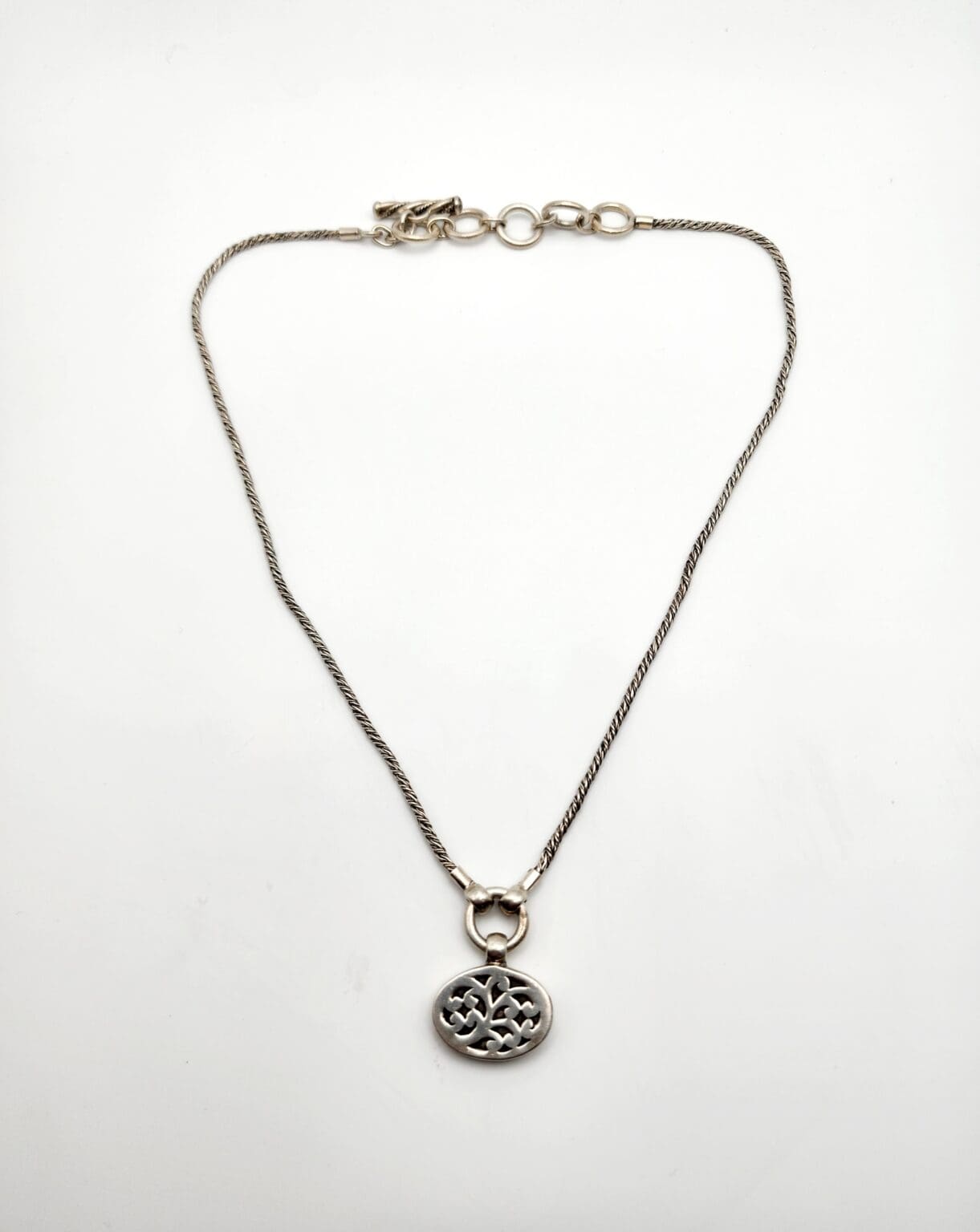 Lois Hill sterling silver Balinese necklace with pendant